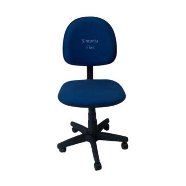 Imagem de Cadeira executiva giratoria pistão a gás  com base de ferro tecido azu