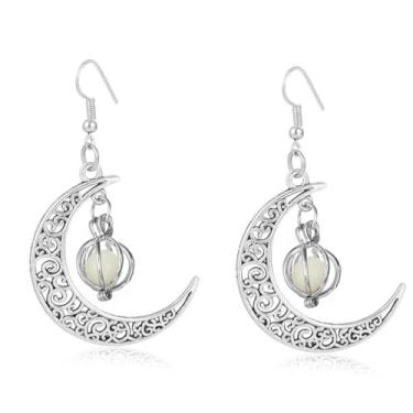 Imagem de Brincos de lua femininos com pingente de gota de estrela de sol que brilham no escuro, graduação, divertido, argola Y2k, LED, bruxa, vintage, engraçado, fofo, estranho, joia boho, presente, Latão