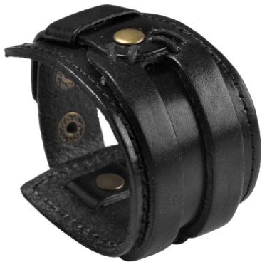 Imagem de Zysta Pulseira de pulso larga punk gótico motociclista masculina couro genuíno 19 cm - 21 cm unissex legal pulseira pulseira rocker cosplay fantasias preto, marrom, 8.3 inches, Couro