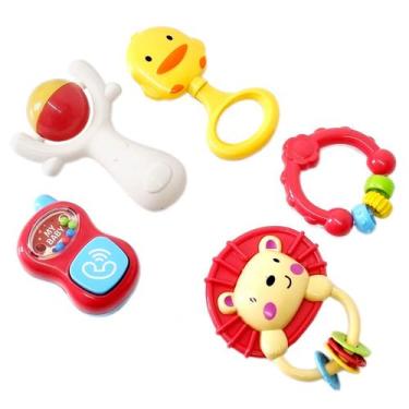 Imagem de Brinquedo Kit Bebê Chocalho Divertidos Com 5 Peças - OBERA BABY