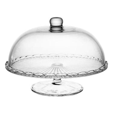 Imagem de Prato para Bolo com Pé de Vidro e Tampa Bangkok 29cm x 21cm - Wolff