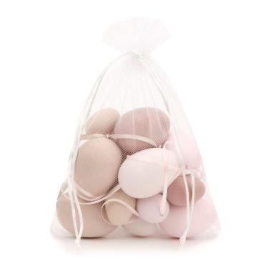 Imagem de Ovinhos de Páscoa decorativos no saquinho para pendurar Marrom e Bege 