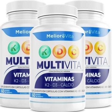 Imagem de 4x Multivitamínico K2 D3 Cálcio Suplemento Sem Sabor 800mg 6 meses - M