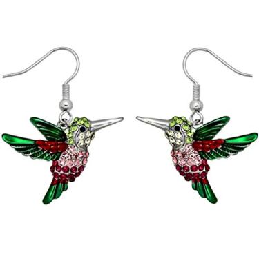 Imagem de DianaL Boutique Brincos de beija-flor esmaltados prateados em caixa de presente