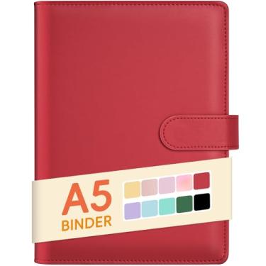 Imagem de Sooez Pasta De Cartão Fotográfico Para Notebook A5, 6 Planejador De Anel De Pasta De Orçamento, Capa De Pasta De Organizador Pessoal De Folhas Soltas Elegante Com Fivela Magnética, Pasta De Couro Pu F