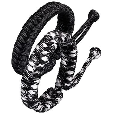 Imagem de Lightock Pulseiras de sobrevivência para homens e mulheres pulseira de paracord trançada unissex pulseiras da amizade pulseira combinando distância 2 peças ajustáveis, Medium, sem pedra