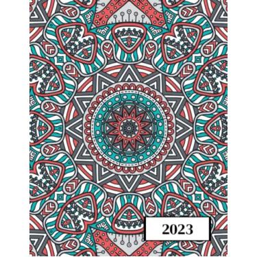 Imagem de 2023: Agenda semainier au format A4 - Année civile (Janvier à Décembre 2023) - Intervalles d'1h (7h-22h) - Contacts, jours fériés, mots de passe, ... - Une semaine sur deux pages