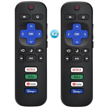 Imagem de 2 peças de controle remoto universal compatível com TVs Roku, controle remoto de substituição adequado para Hisense/TCL/Onn/Sharp/Philips/Hitachi/JVC/RCA/Insignia/Sanyo/LG, etc RokuSeries Smart TV