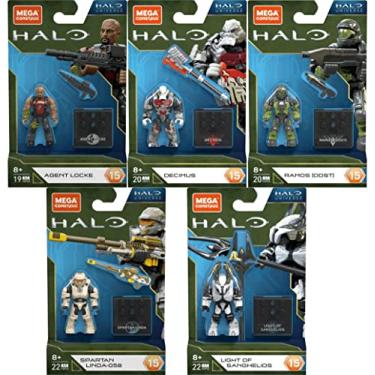 Imagem de Mega Construx Halo Heroes Série 15, conjunto completo de 5 bonecos montáveis