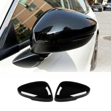 Imagem de 1 par de capa de espelho cívico de 11ª geração para Honda Civic 2022 porta lateral exterior acabamento de capa de espelho retrovisor (com luz de seta) (preto brilhante)