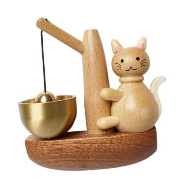 Imagem de Bothyi Lojistas sino de madeira porta sino entrada carrilhão pendurado ornamento gato porta carrilhão vento para escritório loja geladeira restaurante, Cáqui