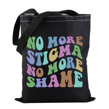 Imagem de PWHAOO Overdose Awareness Gift No More Stigma No More Shame Tote Bag Addiction Awareness Gift Recovery Support Gift, Bolsa No More Stigma