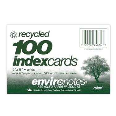 Imagem de Roaring Spring Cartões de índice pautados da Environotes (100 unidades), 10 x 15 cm, branco