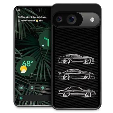 Imagem de CARLOCA Capa compatível com Google Pixel 9, preto e branco, design de carro, arte moderna, padrão para meninas, à prova de choque, antiarranhões, capa traseira de policarbonato rígido para Google