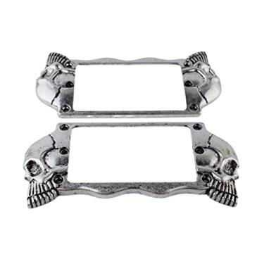 Imagem de Guyker Conjunto de anéis de montagem de captador Humbucker de metal plano - peça de reposição para guitarra elétrica ou baixo de precisão (2 peças, prata antiga)