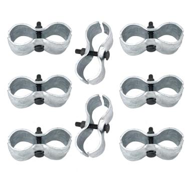 Imagem de Conjunto de 8 braçadeiras de painel de cerca de elos de corrente, braçadeiras de canil de gaiola de metal para estrutura de painel de tubo de 1-5/8"/42 mm, conector de cerca de grampos de sela para