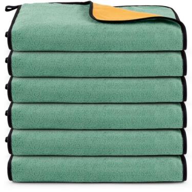 Imagem de Kit 06 Panos Dupla Face Flanela E Microfibra Toalha Limpeza Casa Carro