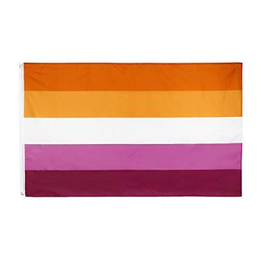 Imagem de FLAGLINK Bandeira Les Pride 3x5Fts - Faixa LGBT Nova Lésbica Pôr do Sol Arco-íris Bandeira