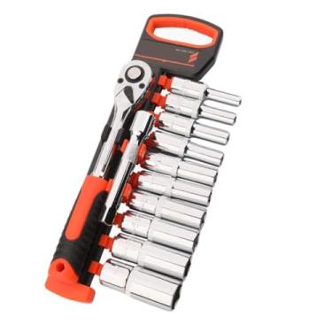 Imagem de HIOD Conjunto de chaves catraca de soquete estendido conjunto de ferramentas de combinação métrica reversível para manutenção, reparo, 1/2 pol. - Drive-12 peças