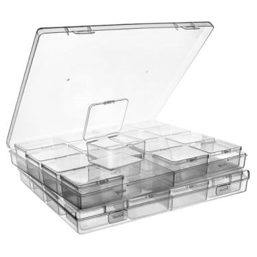 Imagem de ZIIYAN Recipientes de armazenamento de contas, 32 pequenas caixas organizadoras de contas de plástico transparente com tampa articulada, organizadores e armazenamento de artesanato, pequenos
