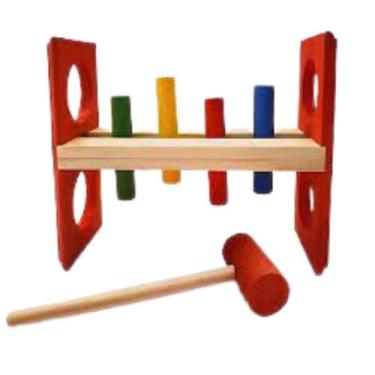 Imagem de Brinquedo Pedagógico Bate Pinos Em Madeira Colorido - Zaramela