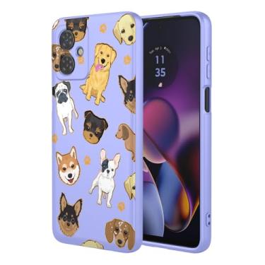 Imagem de KOARWVC Capa de celular para Moto G54 Power, capa para Moto G54, Motorola G64, XT2343 capa fofa com design de padrão de gato, capa protetora fina de TPU macio para Motorola Moto G54 cachorro roxo