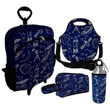 Imagem de Kit Escolar Infantil Mochila de Rodinha + Lancheira Térmica + Necessaire Plus + Squeeze de Alumíni-Unissex