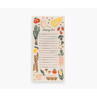 Imagem de RIFLE PAPER CO. Bloco de mercado Corner Store, 21,6 cm C x 10,8 cm L, 65 páginas destacáveis, possui um ímã fixável, texto de papel branco quente, design exclusivo pintado à mão