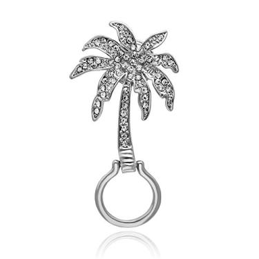 Imagem de NOUMANDA Suporte de óculos de planta moderna exclusivo tropical feriado verde coco palmeira cristal broche broche, Ouro rosa Prata Zinco