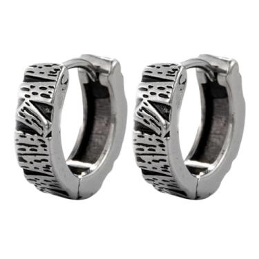 Imagem de Brincos de argola masculinos pequenos para homens e mulheres, cartilagem, cruz, estrela, dragão, caveira, exclusivo de aço inoxidável, hipoalergênicos para orelhas sensíveis, 10mm, Metal, Sem pedra