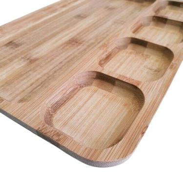 Imagem de Kit 2 Tábuas Petiscos Com Divisoria Bambu Elegante Retangular - CASAVI