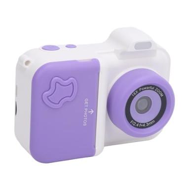 Imagem de Câmera Instantânea para Crianças, Tela IPS HD de 2,4 polegadas Câmera Digital com Lentes Duplas para Selfie com Flash Cartão de 32 GB 5 Rolos de Papel para Impressão (Branco roxo)