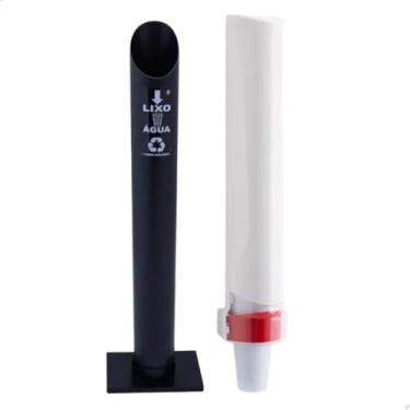 Imagem de Lixeira + Dispenser Suporte Água Copo Descartável 200ml Branco - PREMI