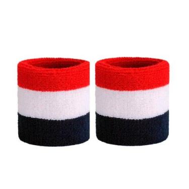 Imagem de Munhequeira Toalha Absorve Suor 08 cm Esportiva 2 unidades - Estilo Bo