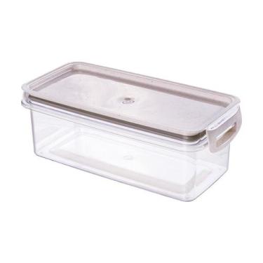 Imagem de Pote Hermético com Travas 890ml Plasútil Borracha Branco Marmita Fitne