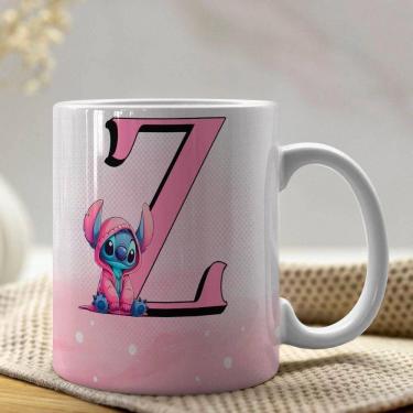 Imagem de Caneca De Porcelana Stitch Letras A-z 325ml Rosa Z
