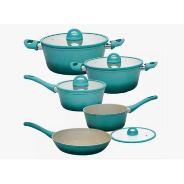 Imagem de Jogo De Panelas Indução 5 Peças Rev Cerâmico Verde Miami Casambiente