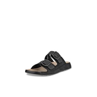 Imagem de ECCO Sandália masculina Cozmo com fivela de duas faixas, Nobuck preto, 15-15.5