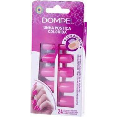 Imagem de Unhas postiças rosa absurdo com 24 unidades dompel