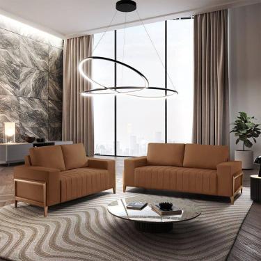 Imagem de Sofá 2x3 Lugares Verona Meu Sofá Online B020 Veludo Terra