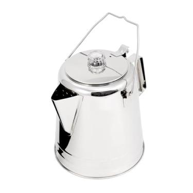 Imagem de GSI Outdoors Cafeteira de aço inoxidável Glacier | Ultra resistente para preparar café sobre fogão e fogo | Ideal para acampamento em grupo, 28 xícaras (65028)