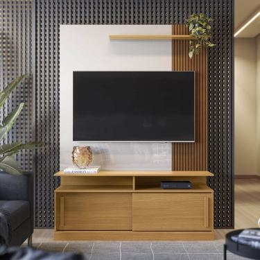 Imagem de Estante Home para TV até 60 Polegadas 2 Portas Correr Prateleira e Rodízio Chicago Tauari/ Off White - Lukaliam