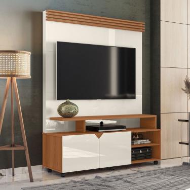 Imagem de Estante Home para TV até 60 Polegadas 2 Portas Prateleira e Rodízio Berlim Off White/Tauari - Lukaliam