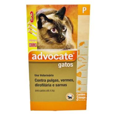 Imagem de Combo Antipulgas Advocate Gatos 0,4ml até 4kg 3 bisnagas Elanco