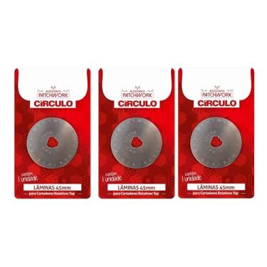 Imagem de Kit 3 Lâminas De Reposição para Cortador Rotativo Circular 45 Mm Patchwork 283991 Cor 20 Circulo Cortes Precisos E Eficientes Em Tecidos, Papel E Outros Materiais