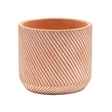 Imagem de Napco Imports Vaso de plantas suculentas para ambientes internos e externos, 12 cm, laranja concreto com listras brancas