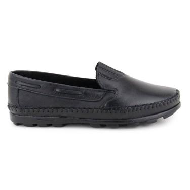 Imagem de Sapatilha Mocassim Masculina Ortopédico Conforto Couro Preto Granado