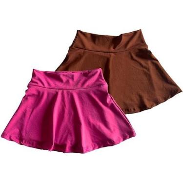 Imagem de Kit 2 Saia-Shorts Roupa Ginástica Treino Fitness Menina Infantil Espor
