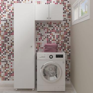 Imagem de Conjunto Lavanderia Multiuso 2 Peças 1 Armário Aéreo AM3103 1 Armário Multiuso AM3100