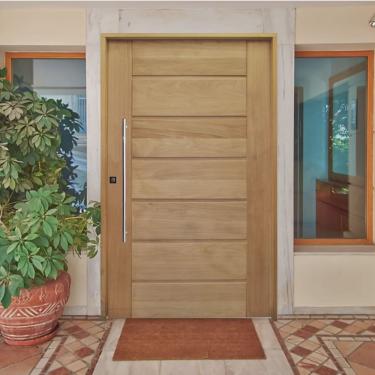 Imagem de Kit Porta de Madeira Pivotante 210x140cm Batente 14Cm Fechadura 803 Rolete 3B Hale Esquadrias